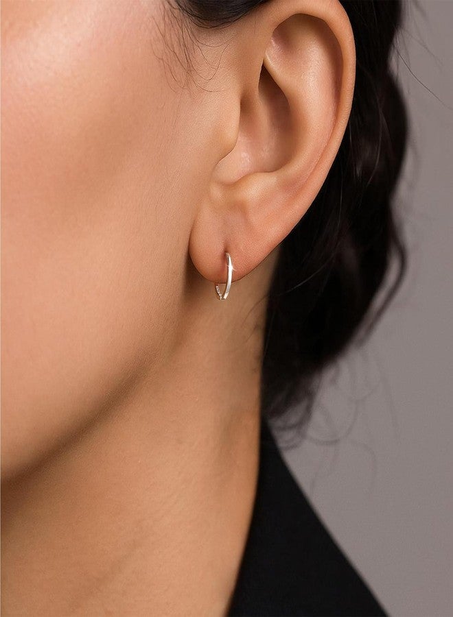 MOODEAR Small Hoop Huggie Earrings for Women 925 Sterling Silver 1.5mm Thick, Hypoallergenic Dainty Cartilage Earrings for Sensitive Ears, Trendy Everyday Jewelry Gift (10mm Inner Diameter) - Image 2